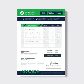 Basic green color invoice template