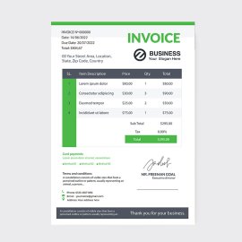 Green simple vector abstract invoice