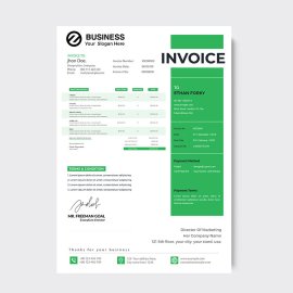 Green invoice design template