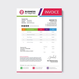 Abstract colorful business invoice template