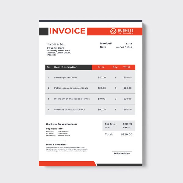 Orange and grey invoice template - freepng