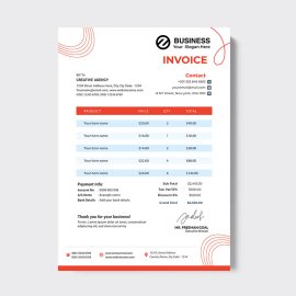 Basic Red simple invoice template