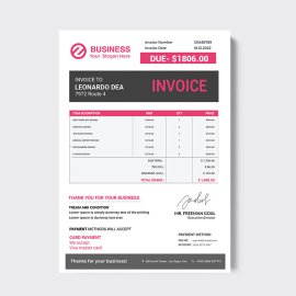 Black Pink professional simple invoice template