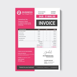 Abstract pink invoice design template
