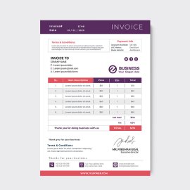 Feminine purple pink invoice
