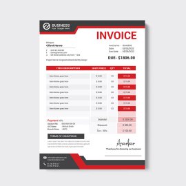 Red black abstract price list invoice