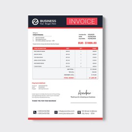 Abstract red invoice template