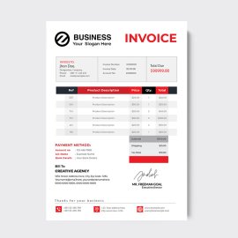 Red black invoice design template vector