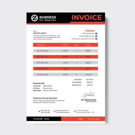 Red abstract professional invoice bill receipt cash memo template