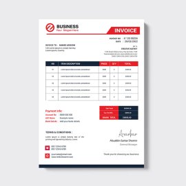 Red Black simple invoice template design