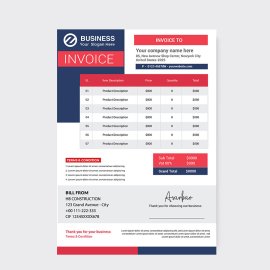Blue color invoice simple template