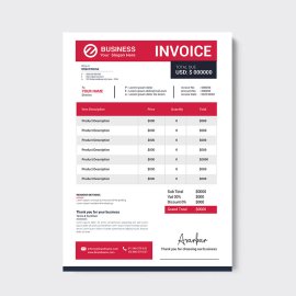 Red black abstract invoice template
