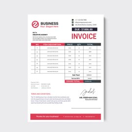 Simple clean minimal invoice design