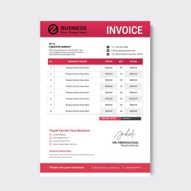 Table form invoice design template