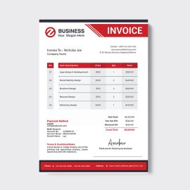 Abstract red black professional invoice