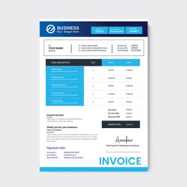 Sky blue basic invoice template