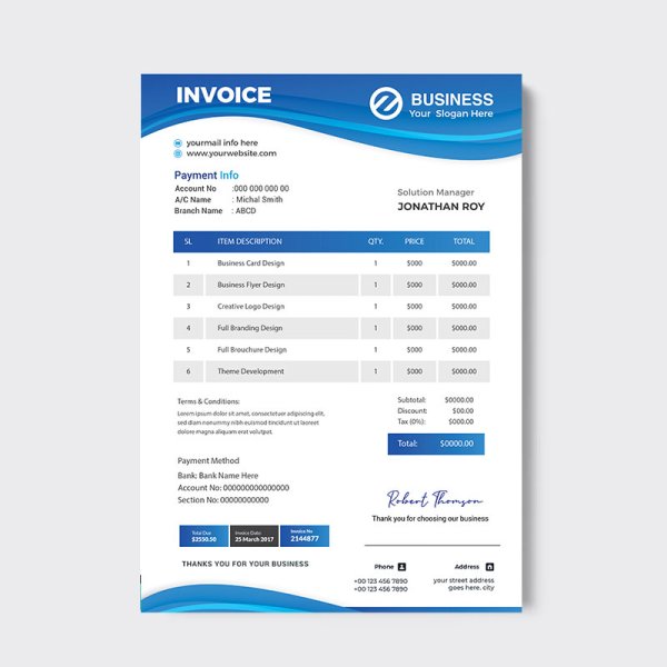 Invoice template blue color - freepng