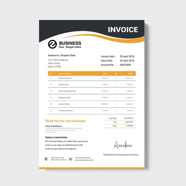 Blue invoice simple clean design - freepng