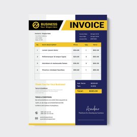 Blue yellow simple invoice design