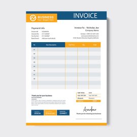 Professional yellow invoice vector