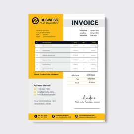 Yellow corporate clean design invoice template