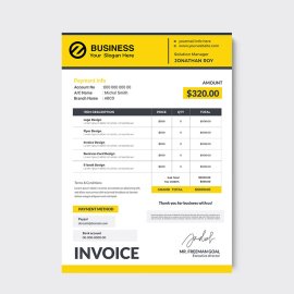 Basic simple yellow invoice template