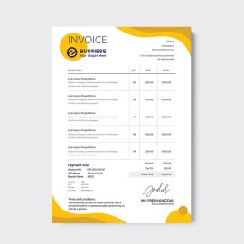 Simple yellow color professional invoice template