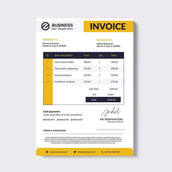 Black yellow simple professional invoice - freepng