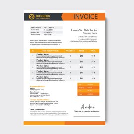 Professional yellow and orange invoice template