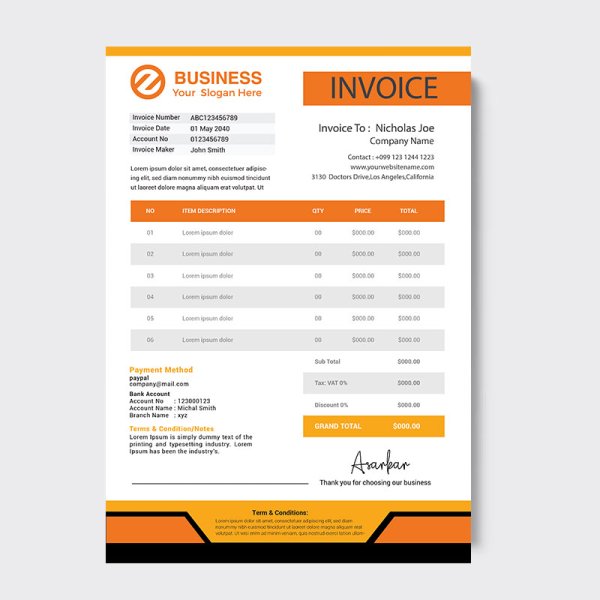 Premium yellow invoice template - freepng