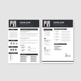 High end professional black cv template set