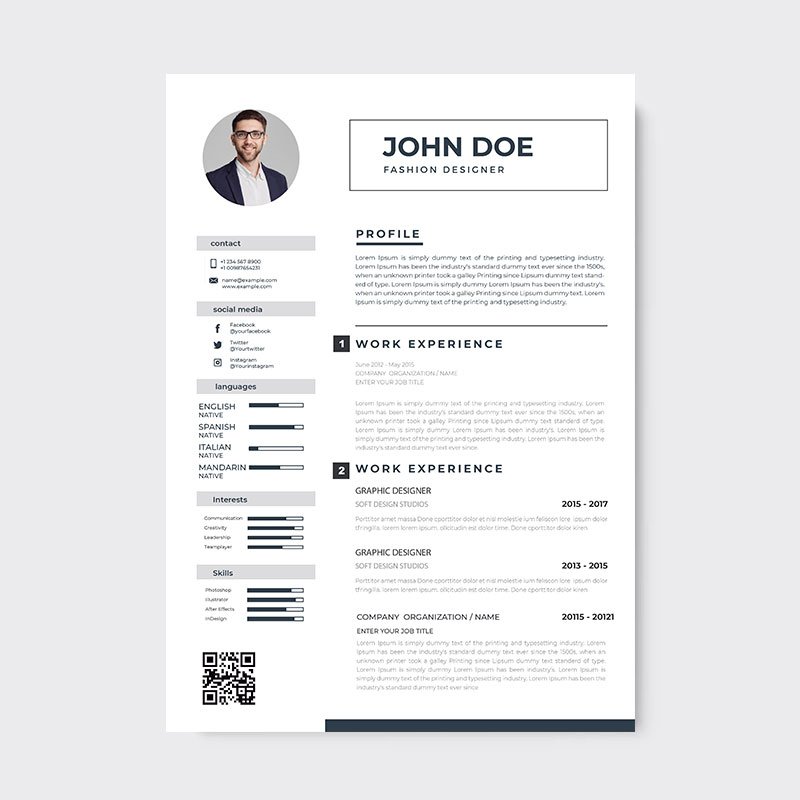 Black clean simple resume template - freepng