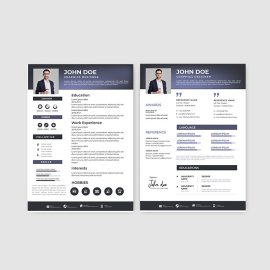 Purple resume cv set premium vector