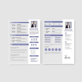 Modern clean grey resume set vector