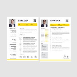 Yellow minimalistic resume template