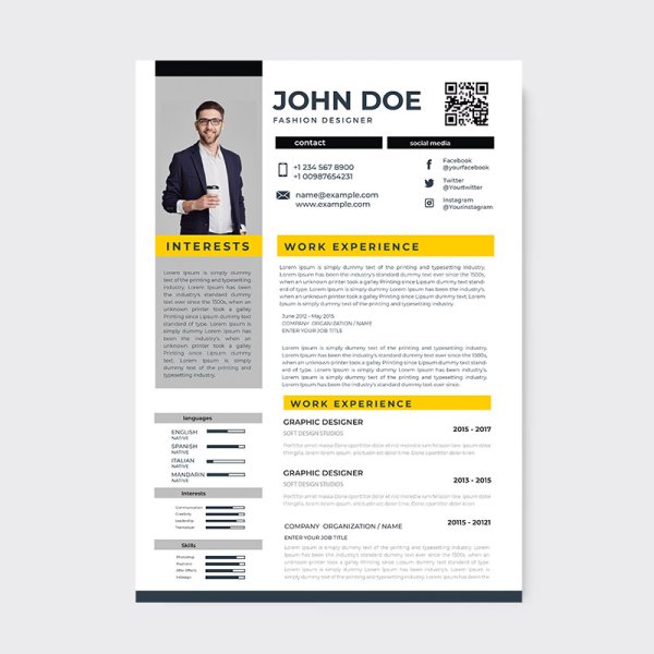 Yellow simple resume set - freepng