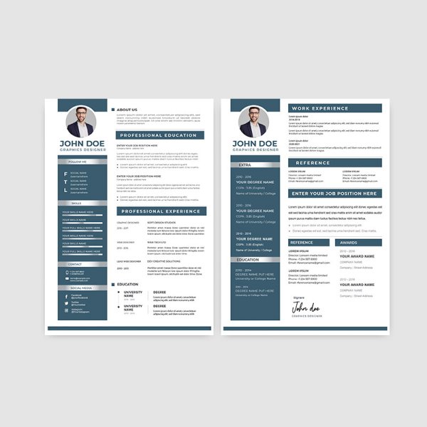 Resume template dark green color - freepng