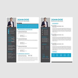 Simple blue clean professional cv resume profile portfolio template