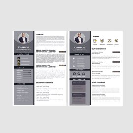 Black grey resume set vector