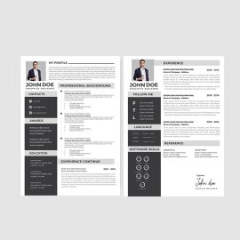 Black grey infographic informational resume template