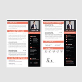 Black orange resume set premium vector