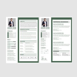 Dark green resume template set