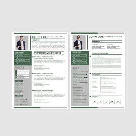Grey green professional information resume cv