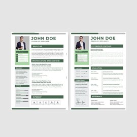 Abstract green informational resume cv template