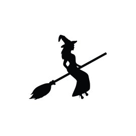 Black Halloween witch silhouette vector