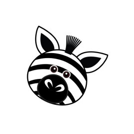 Flat vector cute zebra face