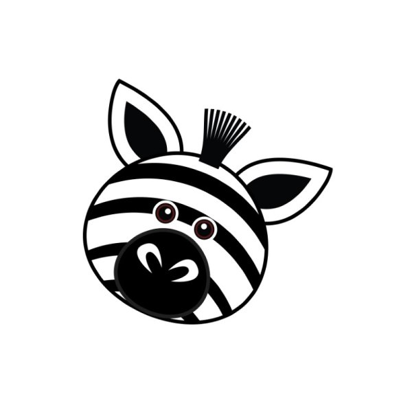 Flat vector cute zebra face - freepng