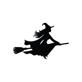 Flying vector beautiful witch silhouette