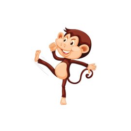 Happy monkey kicking in the air free vector