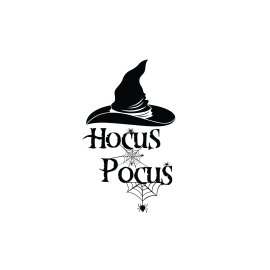 Hocus Pocus with witch and spider web silhouette